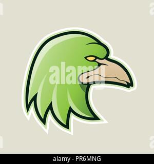Vector Illustration of Green Eagle Head Cartoon Icon isolated on a White Background Stock Vector