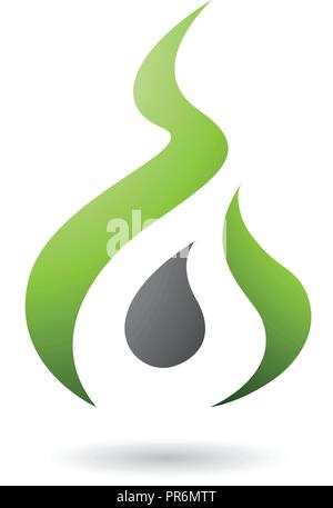Vector Illustration of Green Letter A Shaped Fire Icon isolated on a White Background Stock Vector