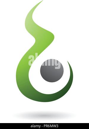 Vector Illustration of Green Letter B Shaped Fire Icon isolated on a White Background Stock Vector