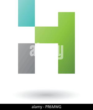 Vector Illustration of Green Letter H with Rectangular Shapes isolated on a White Background Stock Vector