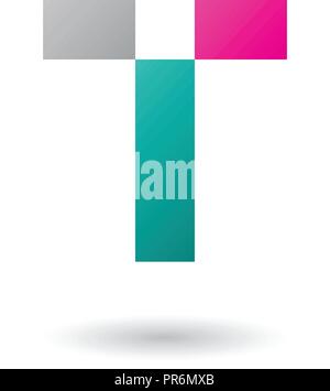Vector Illustration of Green Letter T with Rectangular Shapes isolated on a White Background Stock Vector