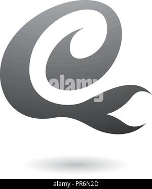 Vector Illustration of Grey Curvy Fun Letter E isolated on a White Background Stock Vector