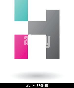 Vector Illustration of Grey Letter H with Rectangular Shapes isolated on a White Background Stock Vector