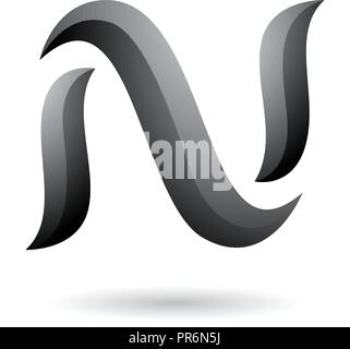 Vector Illustration of Grey Snake Shaped Letter N isolated on a White Background Stock Vector