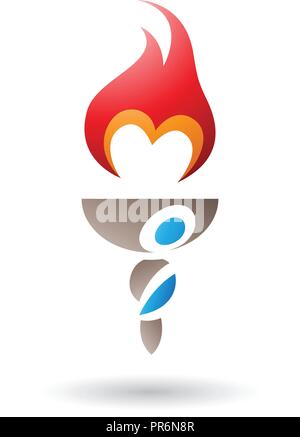 Vector Illustration of M Shaped Red Fire and Torch isolated on a White Background Stock Vector