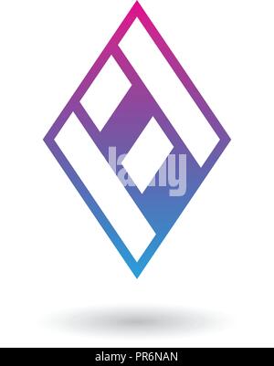 Vector Illustration of Magenta and Blue Diamond Shaped Letter A isolated on a White Background Stock Vector