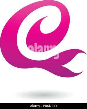 Vector Illustration of Magenta Curvy Fun Letter E isolated on a White Background Stock Vector