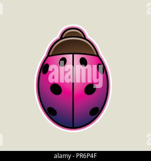 Vector Illustration of Magenta Cartoon Ladybug Icon isolated on a White Background Stock Vector