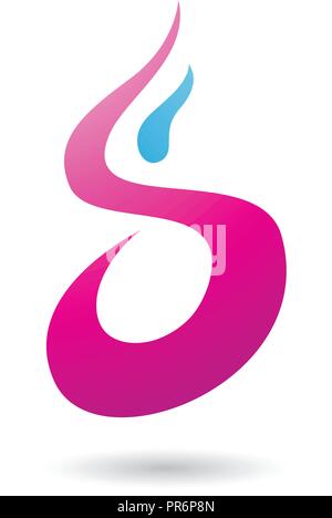 Vector Illustration of Magenta Letter S Shaped Fire Icon isolated on a White Background Stock Vector