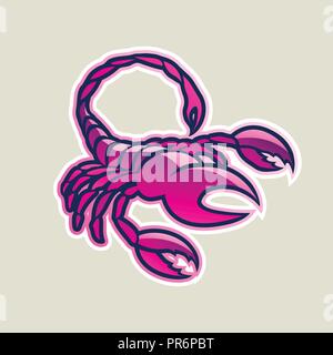 Vector Illustration of Magenta Glossy Scorpion Icon isolated on a White Background Stock Vector
