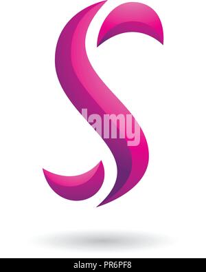 Vector Illustration of Magenta Snake Shaped Letter S isolated on a White Background Stock Vector