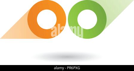 Vector Illustration of Green and Orange Binoculars Shaped Round Icon isolated on a White Background Stock Vector
