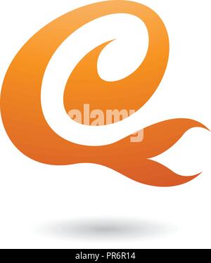Vector Illustration of Orange Curvy Fun Letter E isolated on a White Background Stock Vector