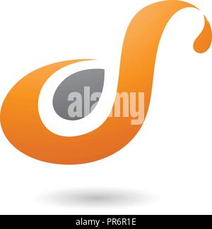 Vector Illustration of Orange Curvy Fun Letter D or S isolated on a White Background Stock Vector