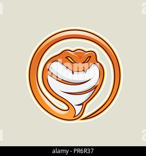 Vector Illustration of Orange Cobra Snake Cartoon Icon isolated on a White Background Stock Vector
