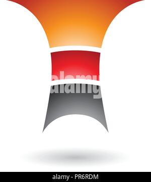 Vector Illustration of Orange Letter T with Three Layers isolated on a White Background Stock Vector