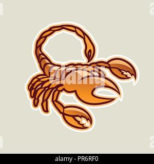 Vector Illustration of Orange Glossy Scorpion Icon isolated on a White Background Stock Vector