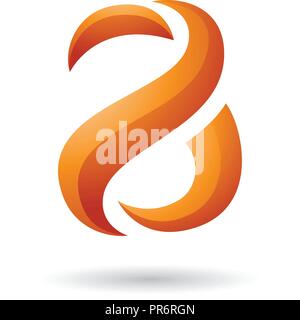 Vector Illustration of Orange Snake Shaped Letter A isolated on a White Background Stock Vector