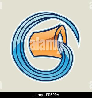 Cartoon Icon of Orange Water Bucket isolated on a White Background Stock Vector