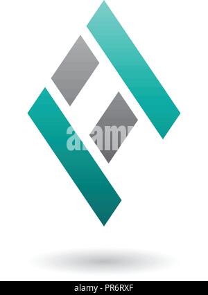 Vector Illustration of Persian Green and Black Diamond Shaped Letter A isolated on a White Background Stock Vector