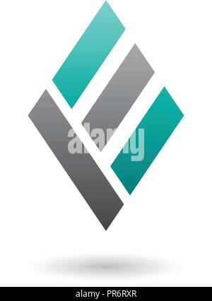 Vector Illustration of Persian Green and Black Diamond Shaped Letter E isolated on a White Background Stock Vector