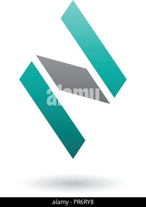 Vector Illustration of Persian Green and Black Diamond Shaped Letter N isolated on a White Background Stock Vector