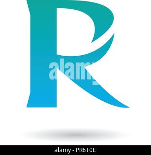 Vector Illustration of Persian Green and Blue Gradient R with a Spiky Tail isolated on a White Background Stock Vector