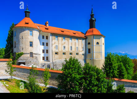 Loka Castle. Skofja Loka.  Upper Carniola region. Slovenia, Europe. Stock Photo