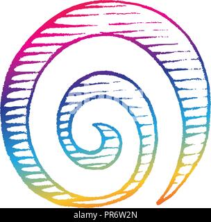 Illustration of Rainbow Colored Vectorized Ink Sketch of Galaxy isolated on a White Background Stock Vector