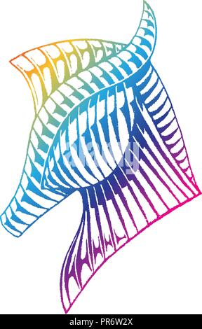 Rainbow Colored Vector Illustration of a Scratchboard Style Ink Drawing of a Horse isolated on a White Background Stock Vector