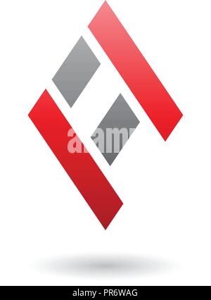 Vector Illustration of Red and Black Diamond Shaped Letter A isolated on a White Background Stock Vector