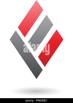 Vector Illustration of Red and Black Diamond Shaped Letter E isolated on a White Background Stock Vector