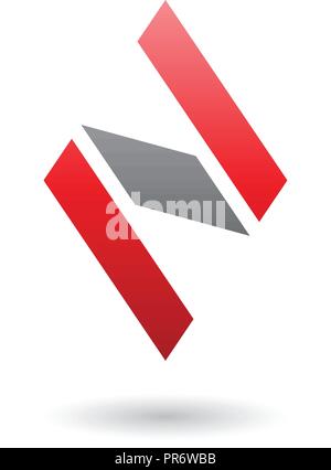 Vector Illustration of Red and Black Diamond Shaped Letter N isolated on a White Background Stock Vector