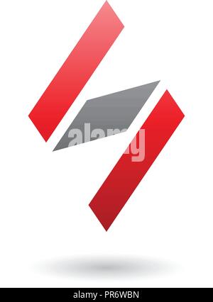 Vector Illustration of Red and Black Diamond Shaped Letter S isolated on a White Background Stock Vector