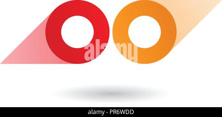 Vector Illustration of Red and Orange Binoculars Shaped Round Icon isolated on a White Background Stock Vector