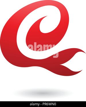 Vector Illustration of Red Curvy Fun Letter E isolated on a White Background Stock Vector
