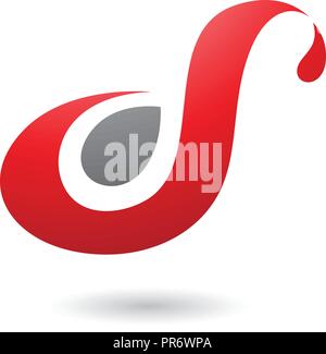 Vector Illustration of Red Curvy Fun Letter D or S isolated on a White Background Stock Vector