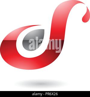 Vector Illustration of Red Glossy Curvy Fun Letter D or S isolated on a White Background Stock Vector