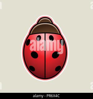 Vector Illustration of Red Cartoon Ladybug Icon isolated on a White Background Stock Vector