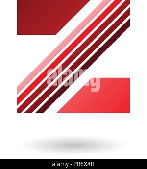 Vector Illustration of Red Letter Z with Thick Diagonal Stripes isolated on a White Background Stock Vector