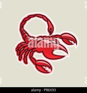 Vector Illustration of Red Glossy Scorpion Icon isolated on a White Background Stock Vector