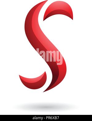 Vector Illustration of Red Snake Shaped Letter S isolated on a White Background Stock Vector