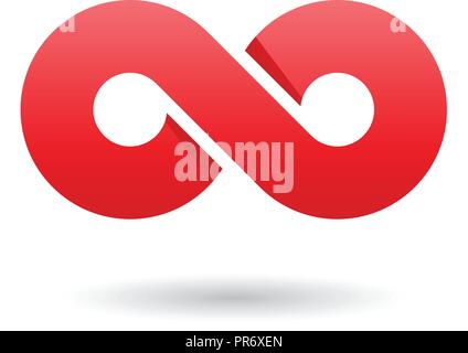 Vector Illustration of Red Thick Infinity Symbol isolated on a White Background Stock Vector