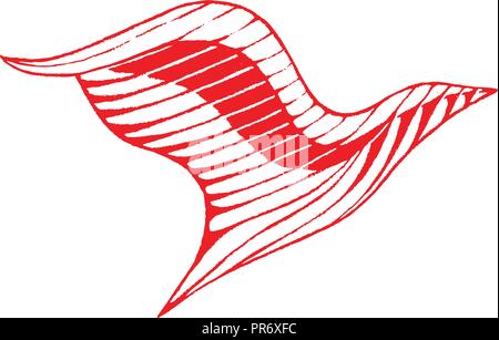 Illustration of Red Vectorized Ink Sketch of Eagle isolated on a White Background Stock Vector