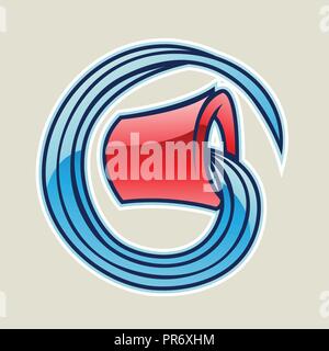 Cartoon Icon of Red Water Bucket isolated on a White Background Stock Vector