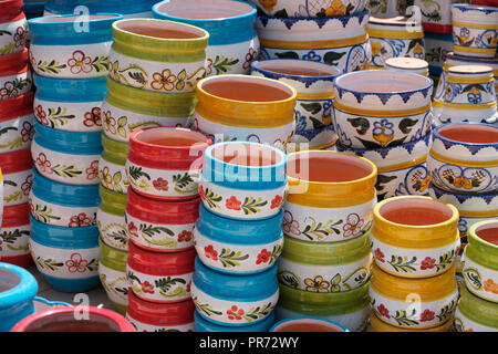 plant pots - colorful ceramic plant pots for sale - Stock Photo