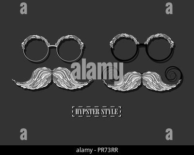 Man glass and mustache image. Vector illustration. Stock Vector