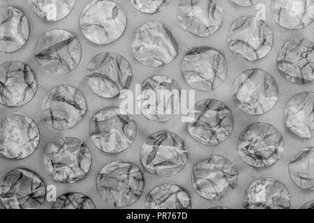 black and white close up of plastic bubble wrap packaging Stock Photo