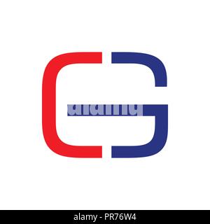 CG Initials Cut Half Lettermark Vector Symbol Graphic Logo Design Template Stock Vector