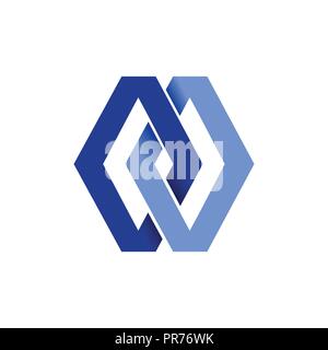 Double Diamond Blue Chain Linked Vector Symbol Graphic Logo Design Template Stock Vector